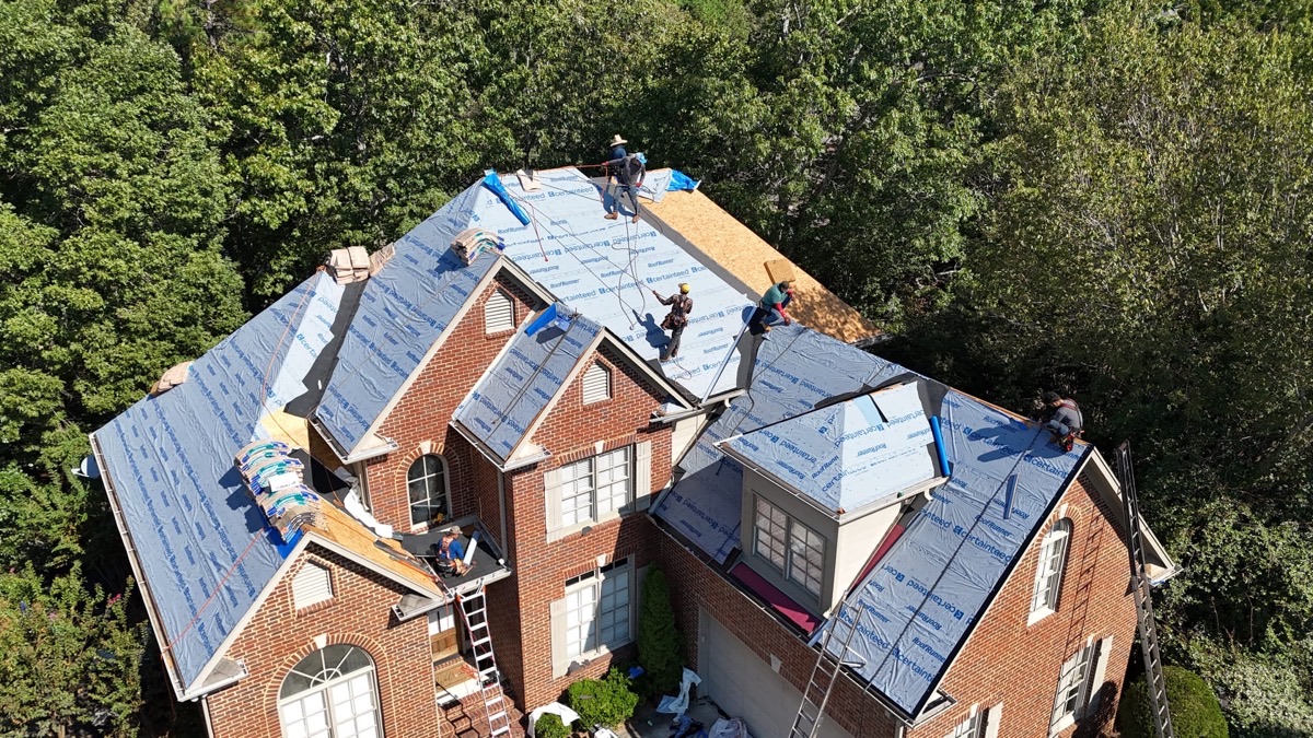 Roofing project in progress by Carpenetti Construction